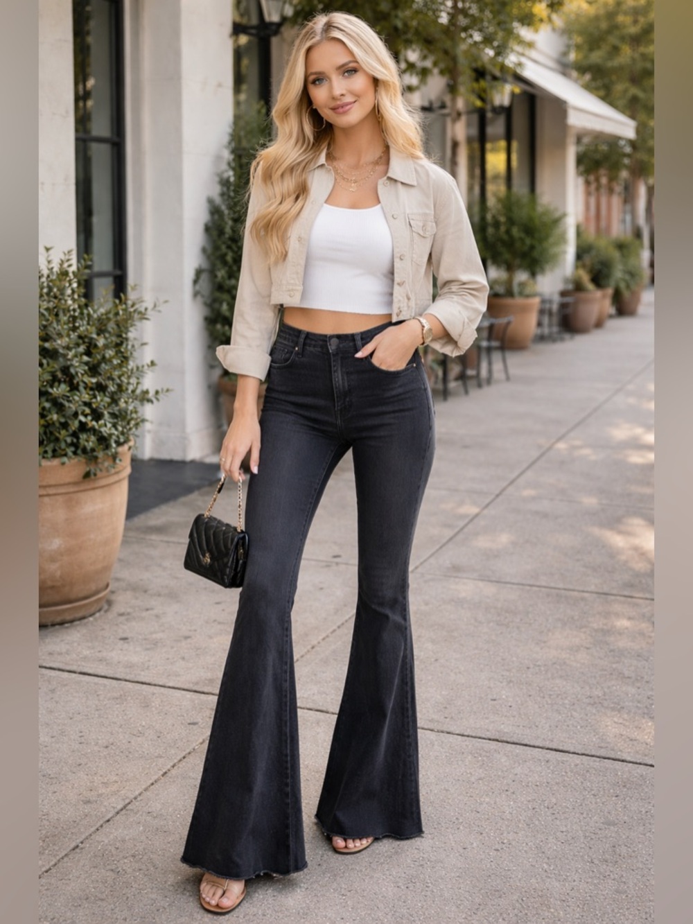 Free People Black Flare Jeans Size 25 High Rise Raw Hem Bell Bottom